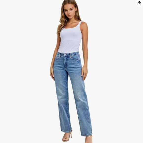 Judy Blue Full Size Tummy Control Vintage Wash Side Slit Slim Boot Jeans Plus Size
